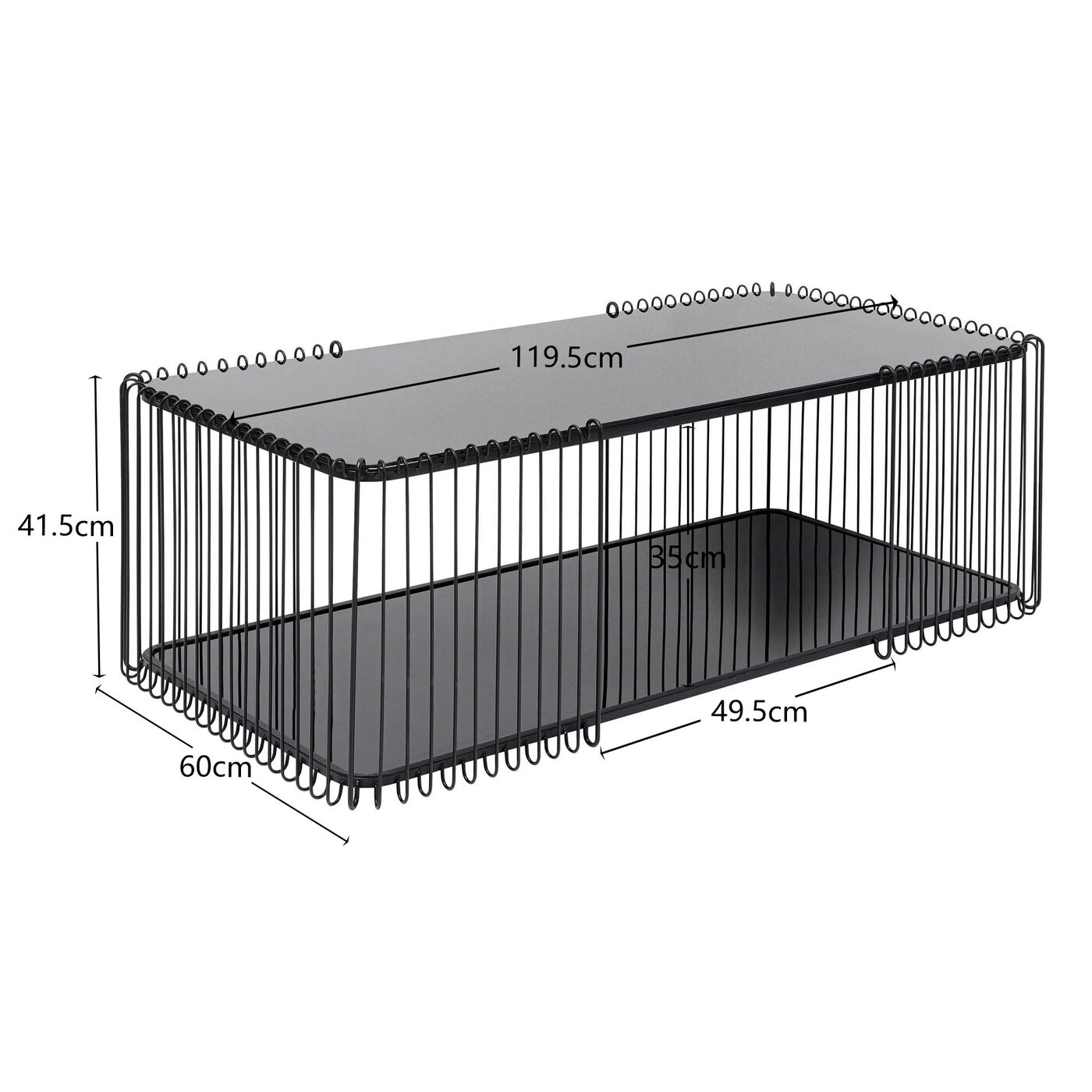 Стол кофейный Wire Double Black 120x60 см