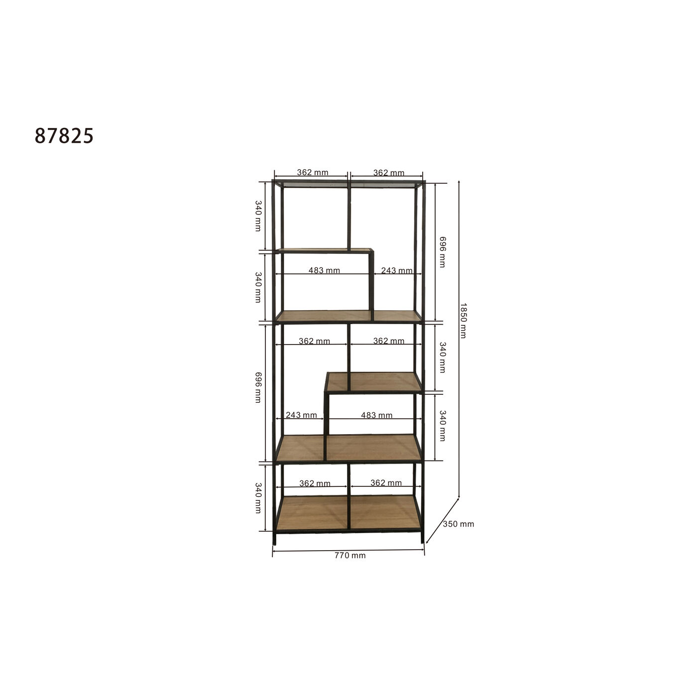 Стеллаж Loftie Oak 77x185 см