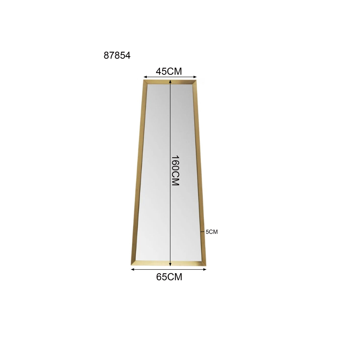 Зеркало настенное Arezzo Brass Trapez 65(45)x160 см