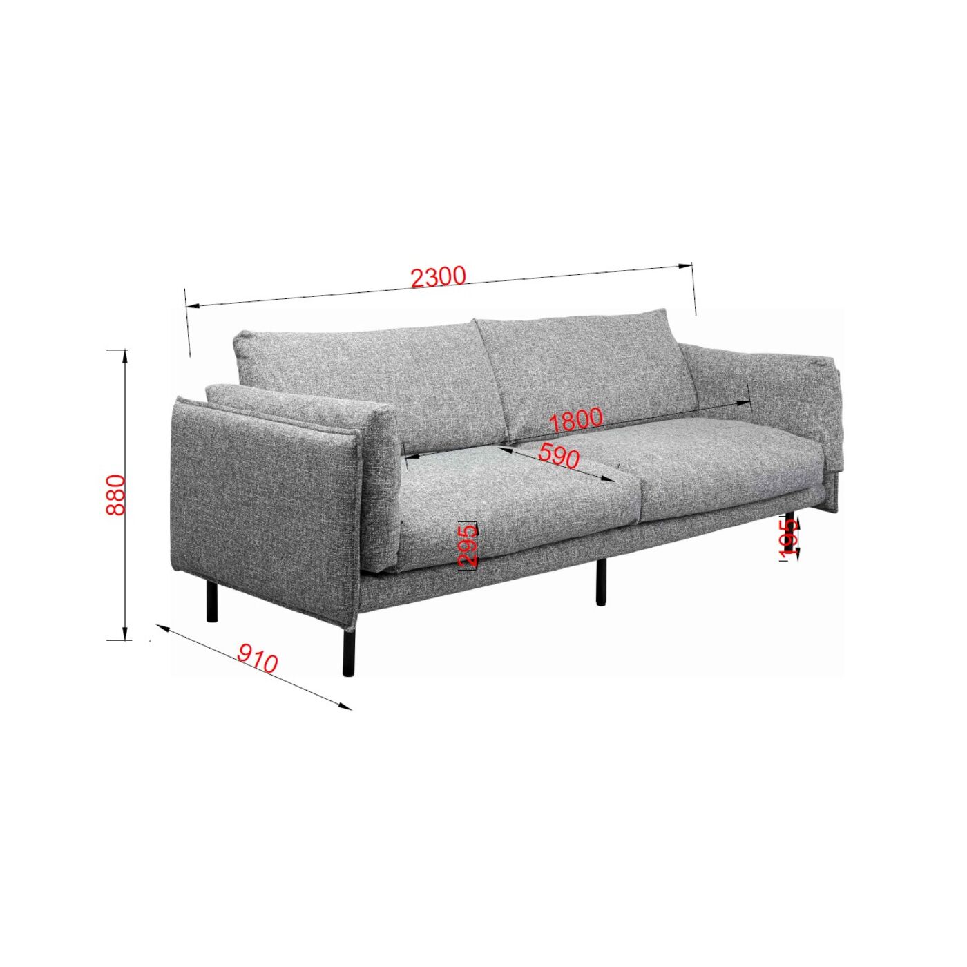 Диван двухместный Pola Grey 230 см