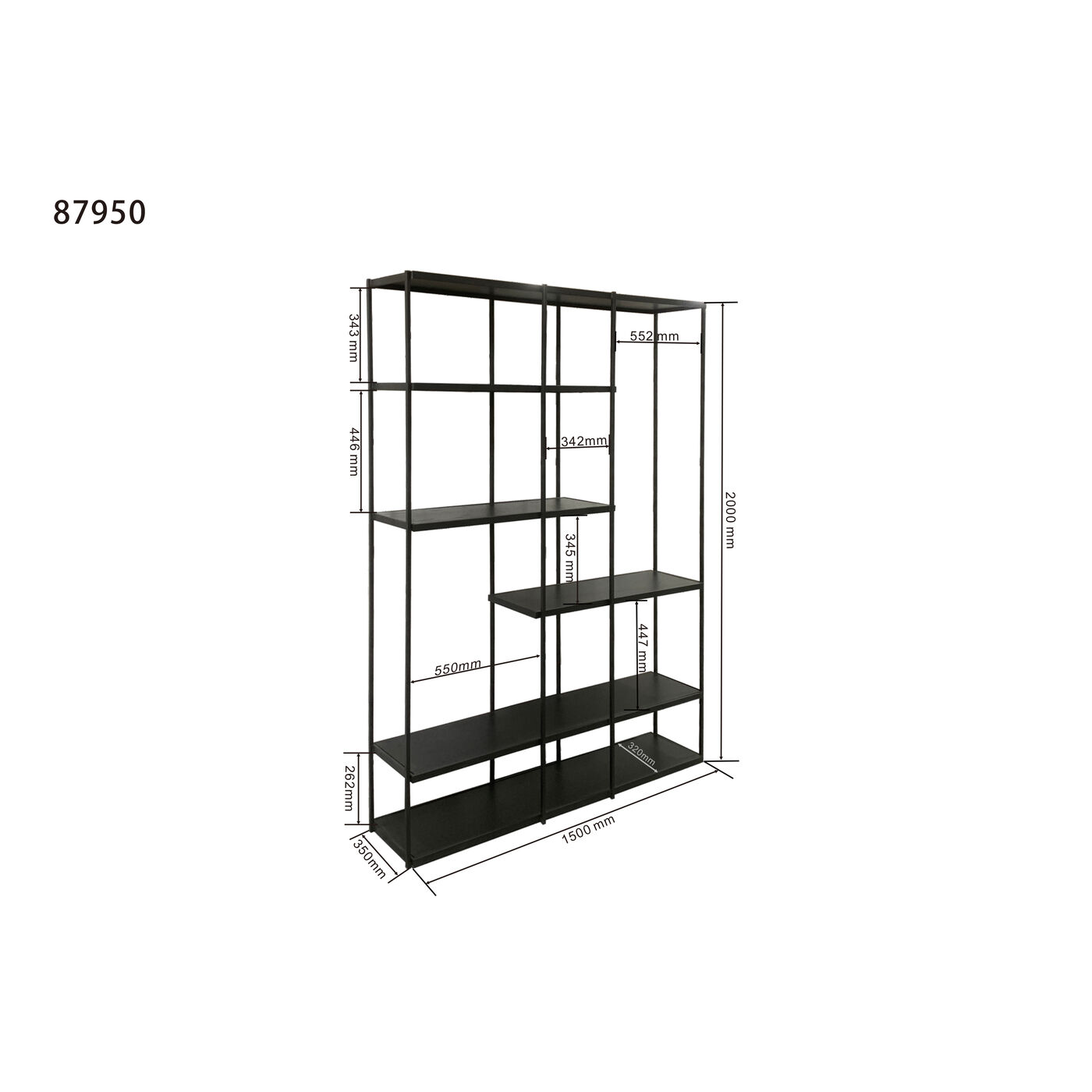 Стеллаж Oslo Black 150x200 см