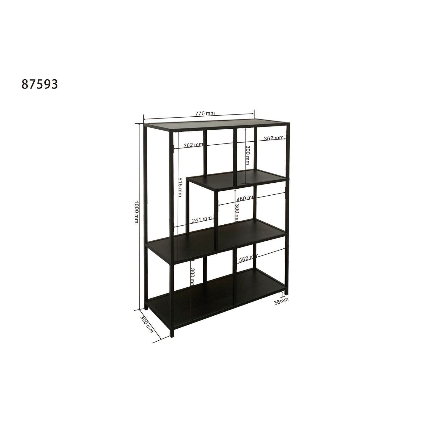 Стеллаж Loftie Black 77x100 см