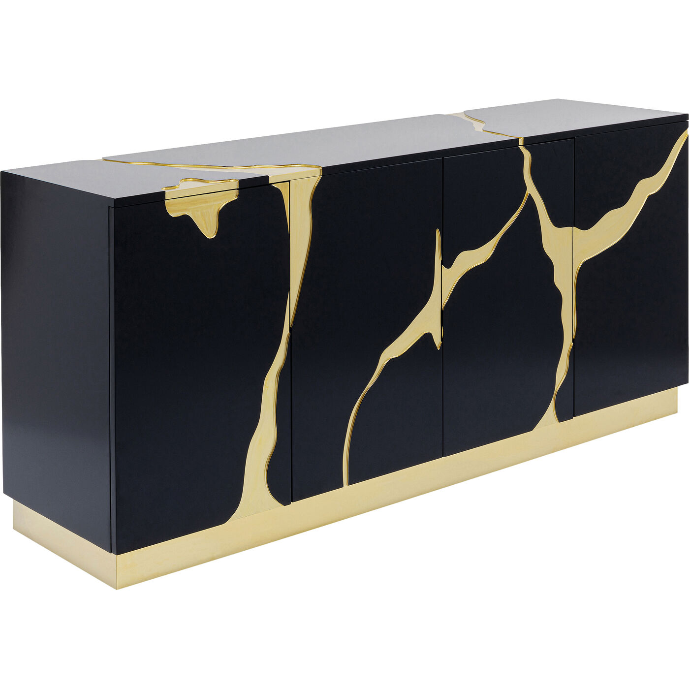 Комод широкий Cracked Black Gold 165x80 см
