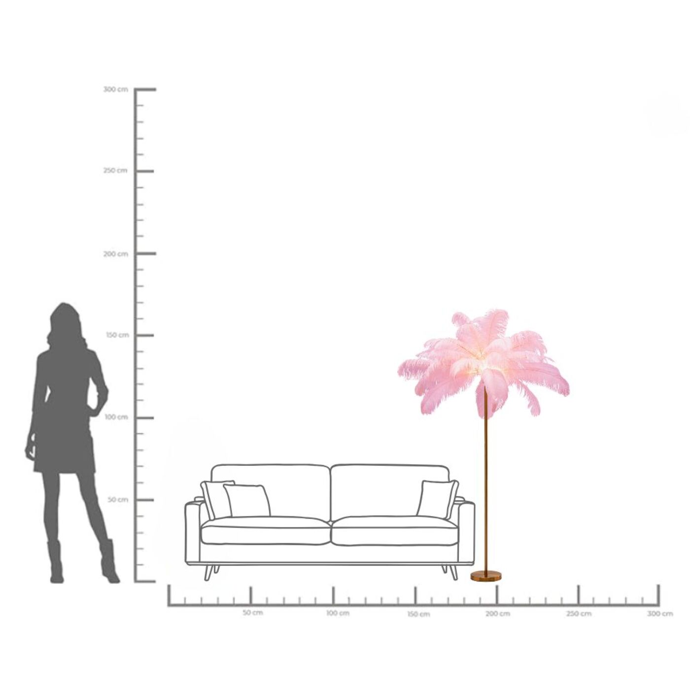 Светильник напольный Feather Palm Pink 165 см