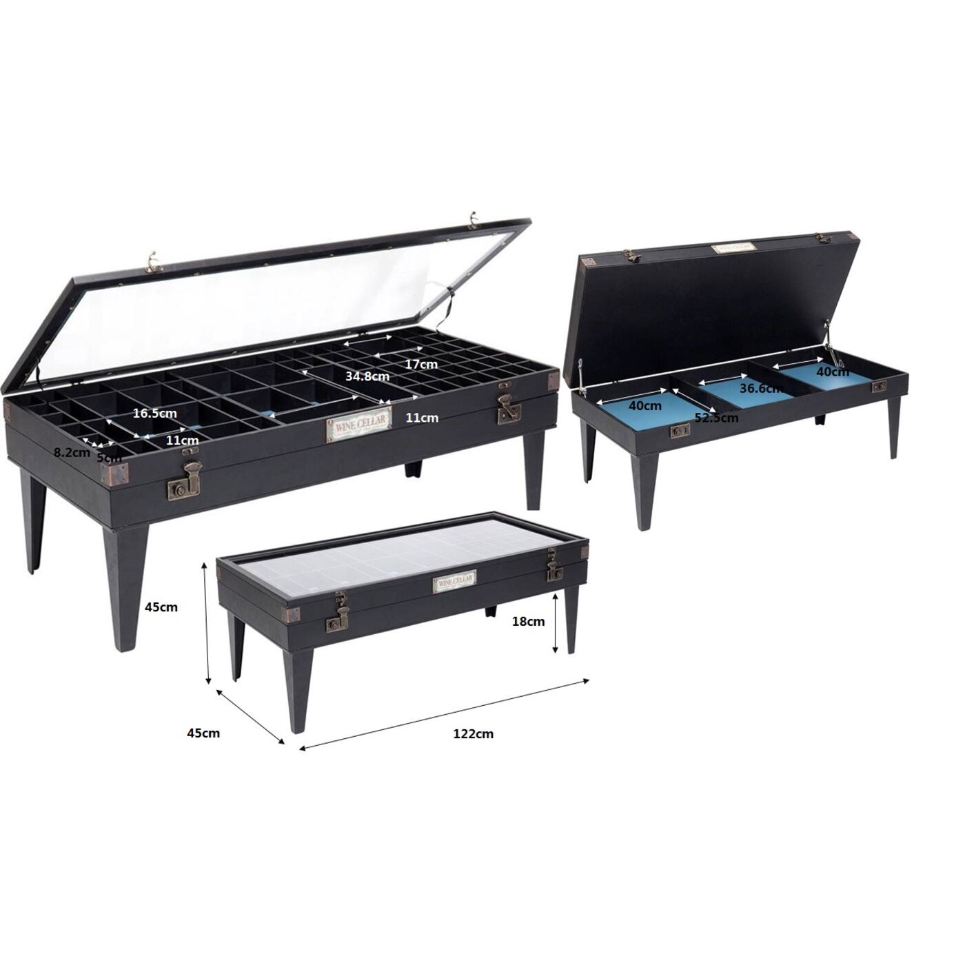 Стол кофейный Collector Black 122x55 см