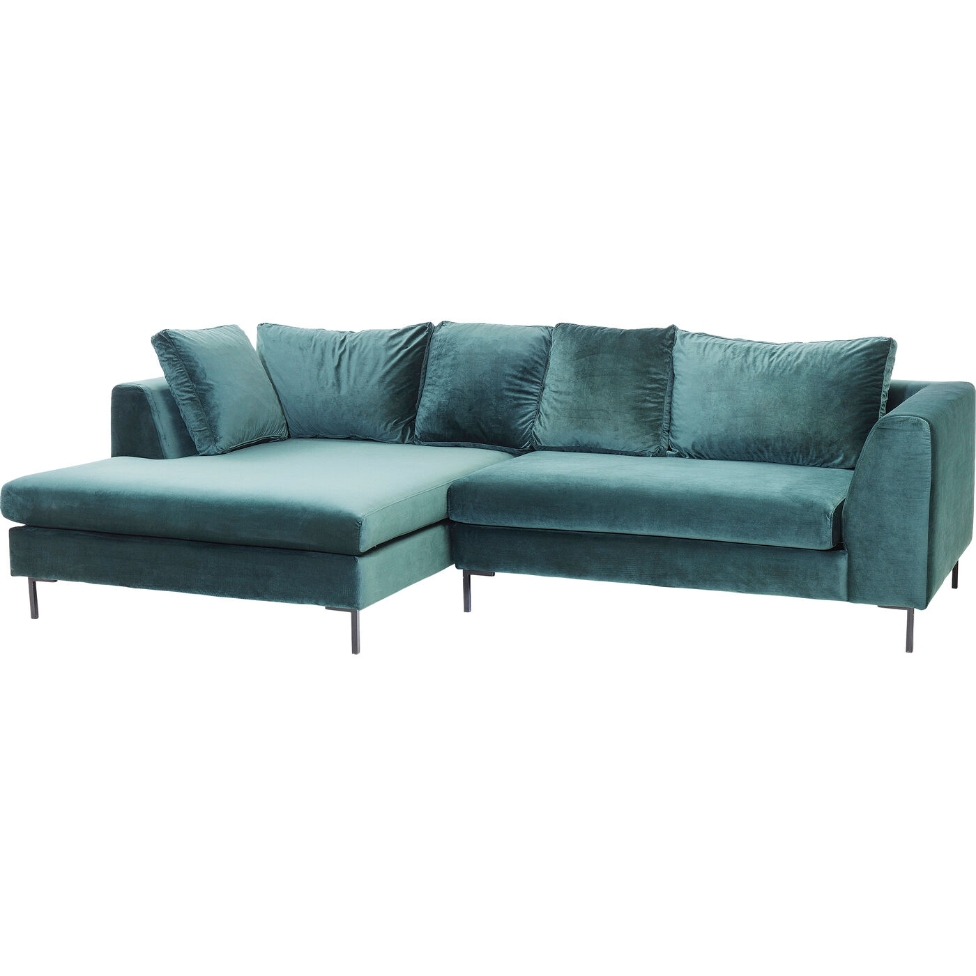 Диван угловой левосторонний Gianni Velvet Dark Green Left Black