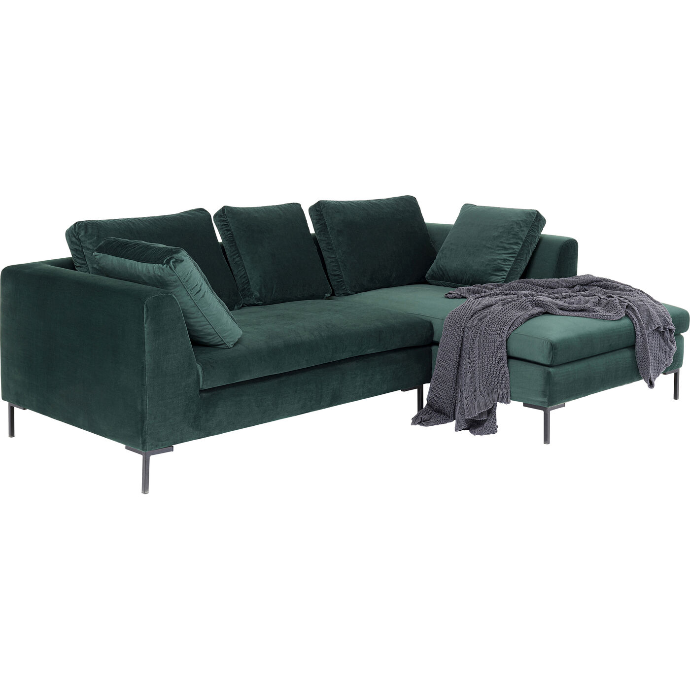 Диван угловой правосторонний Gianni Small Velvet Green Right