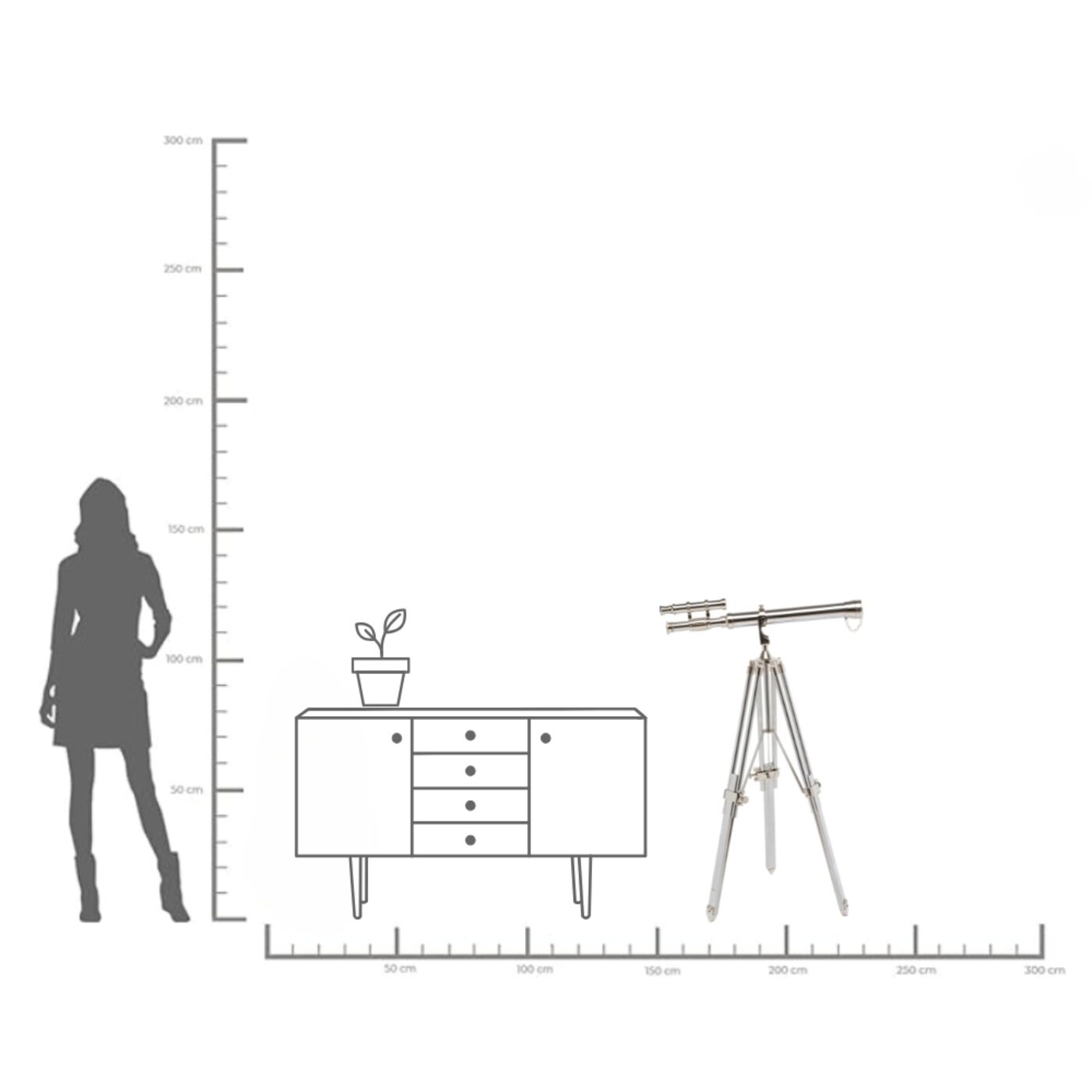 Объект декоративный Telescope Silver 125 см