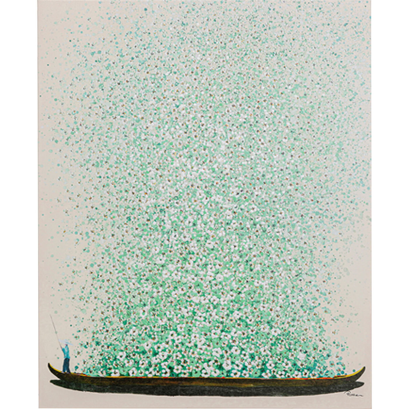 Картина на холсте Flower Boat Beige Green 40x50cm