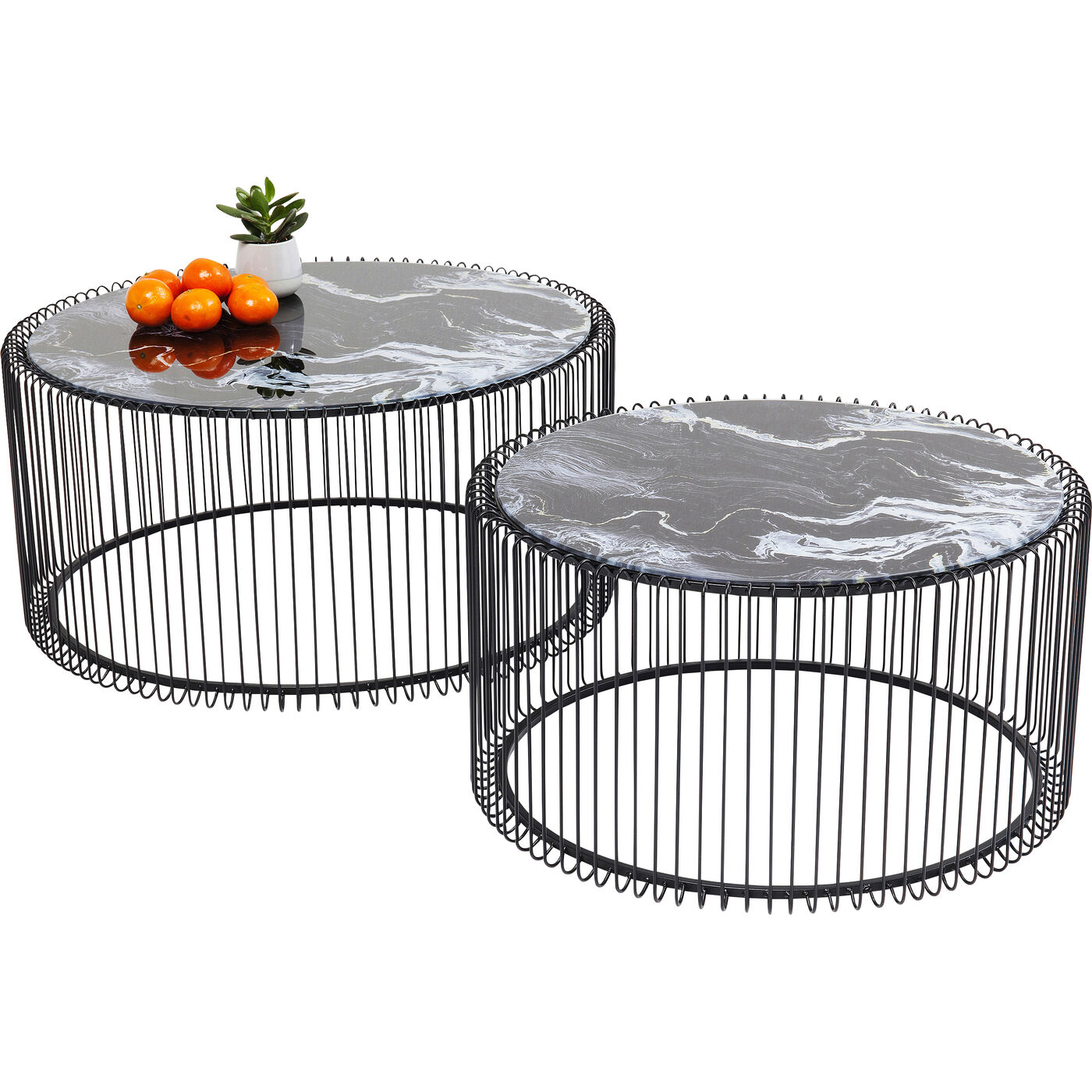 Стол кофейный Wire Glass Marble Black (2 шт)