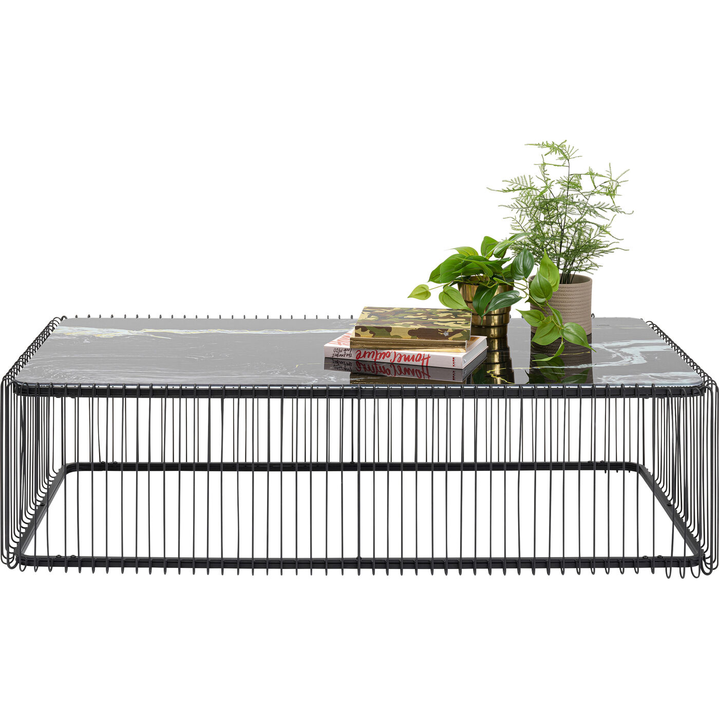 Стол кофейный Wire Glass Marble Black 145x75 см