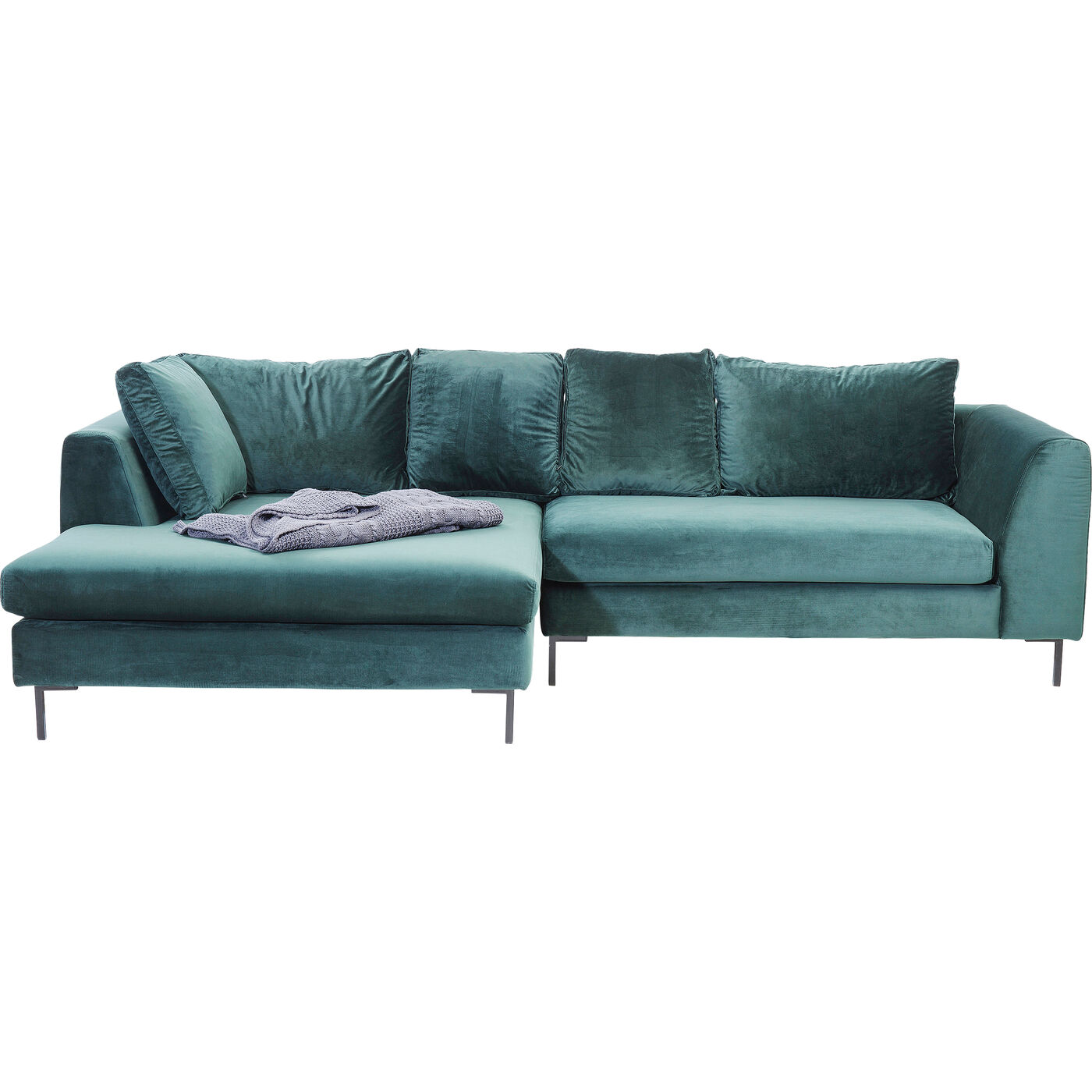 Диван угловой левосторонний Gianni Velvet Dark Green Left Black