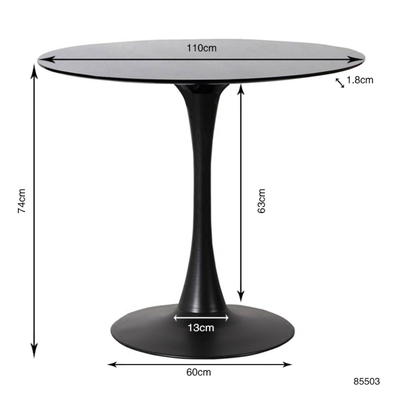 Стол Schickeria Black Ø110 см