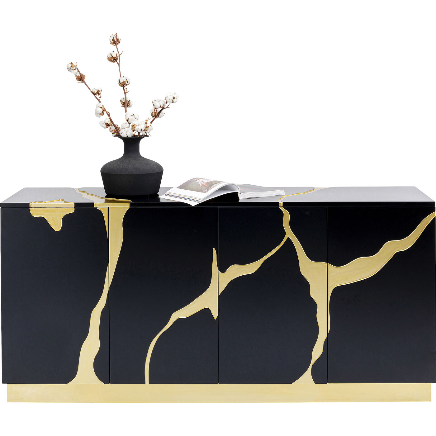 Комод широкий Cracked Black Gold 165x80 см