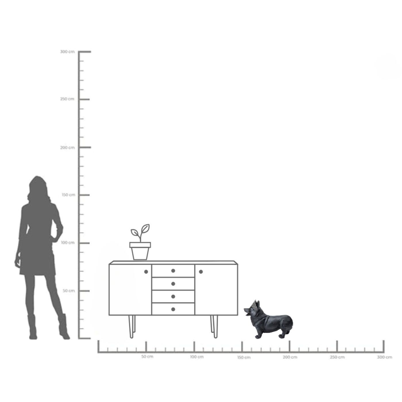 Фигура декоративная Royal Standing Corgi Black
