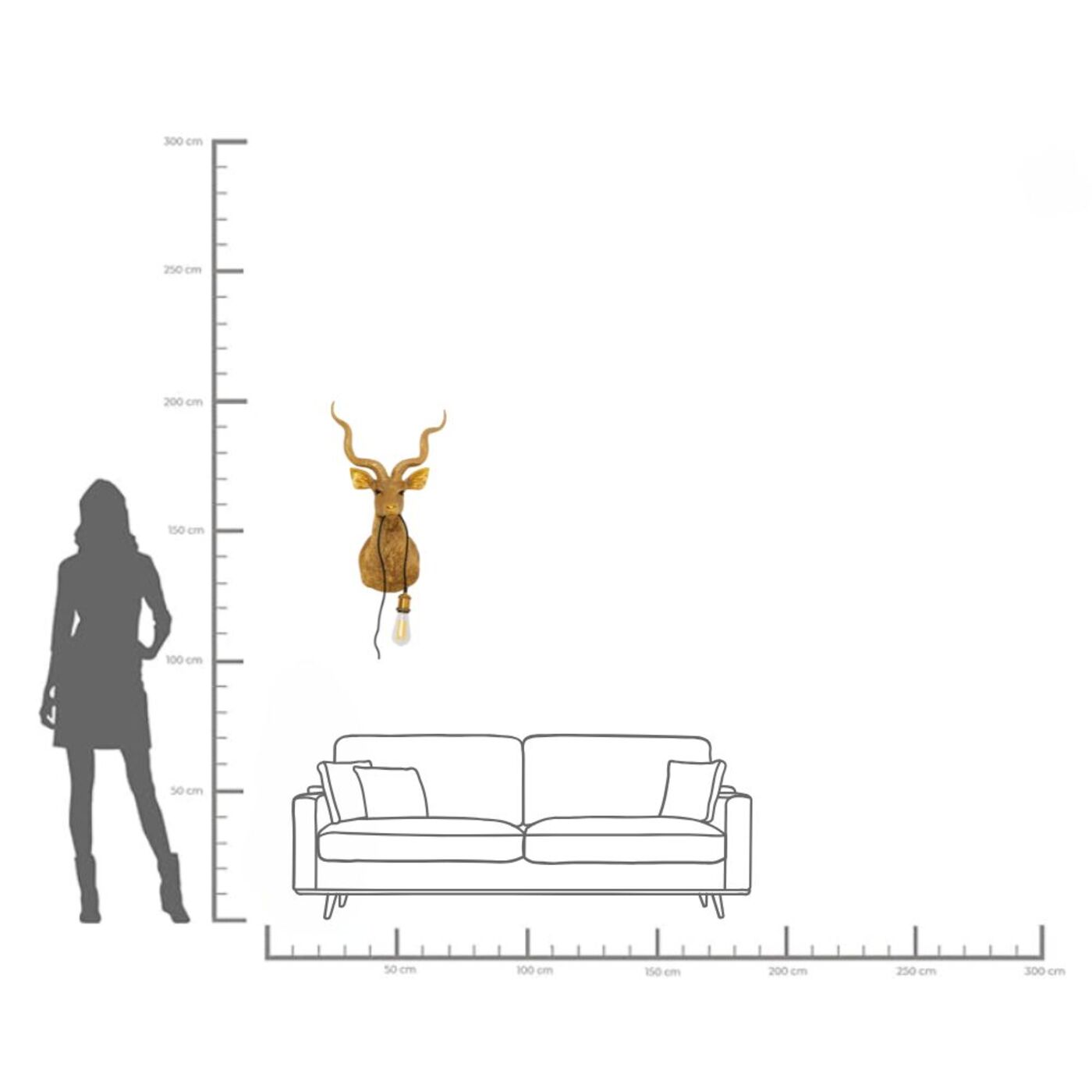 Светильник настенный Animal Goat Gold 45x74 см