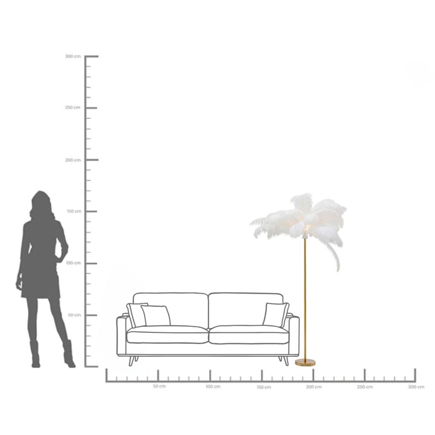 Светильник напольный Feather Palm White 165 см