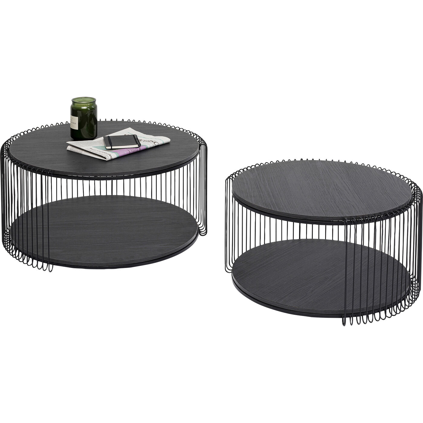 Стол кофейный Wire Double Black Wood (2 шт)