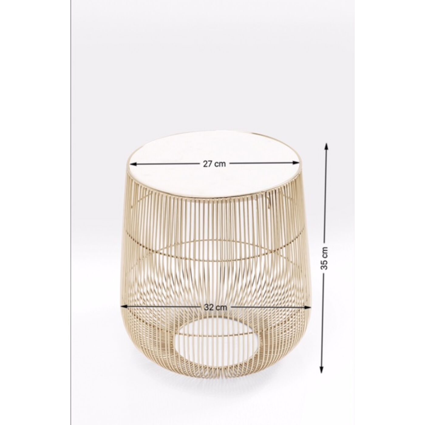 Стол приставной Beam White Marble Brass Ø32 см