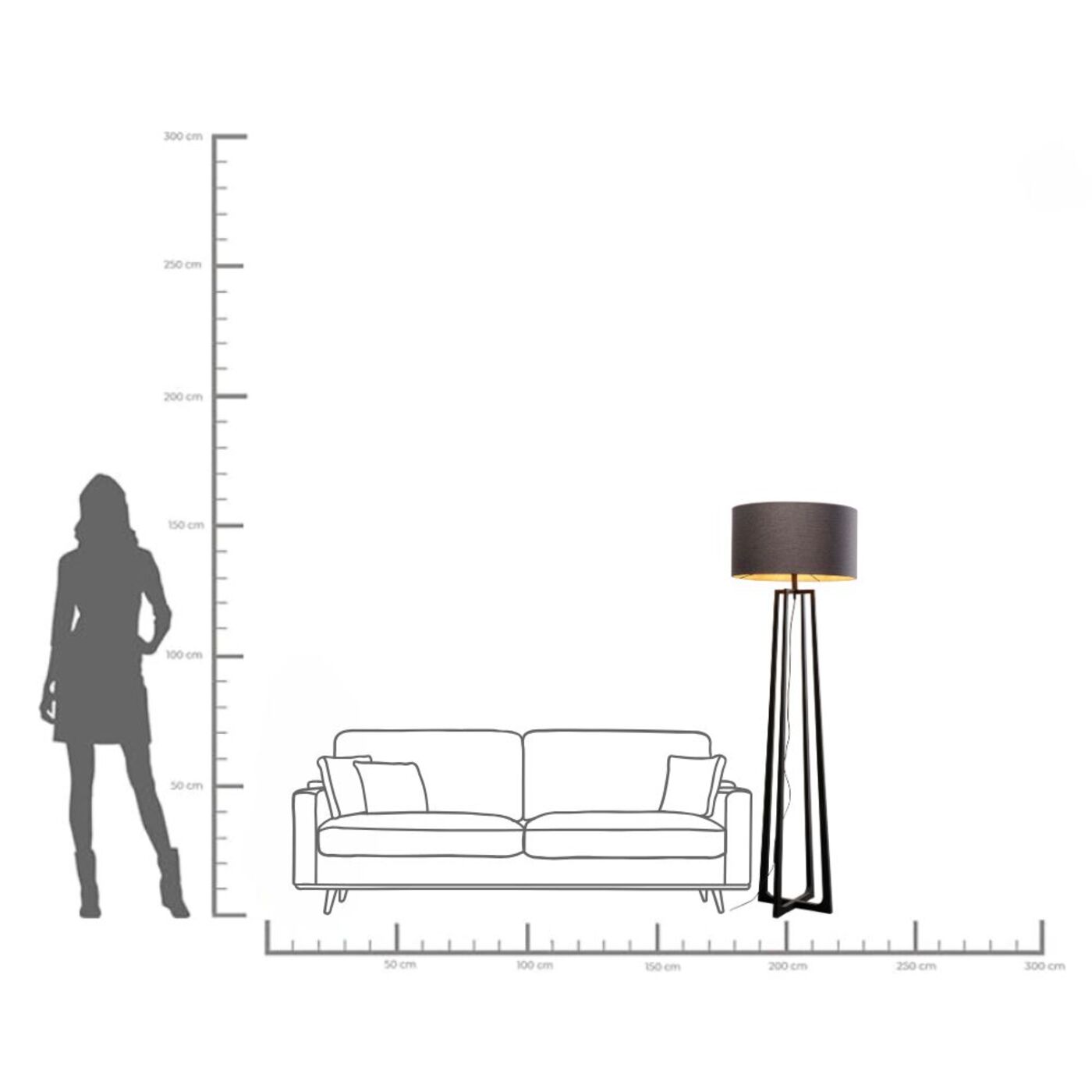 Светильник напольный Timon Black 165 см