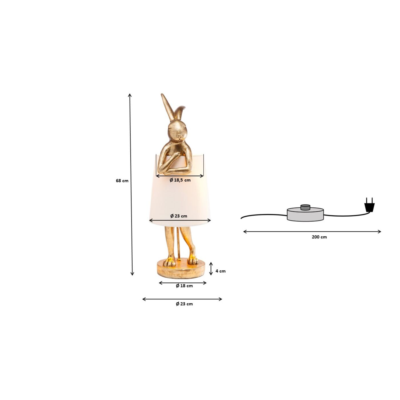 Светильник настольный Animal Rabbit Gold 68 см