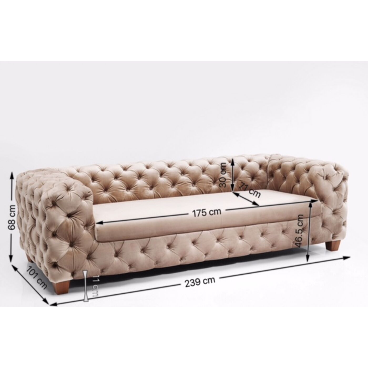 Диван трехместный Desire Velvet Ecru