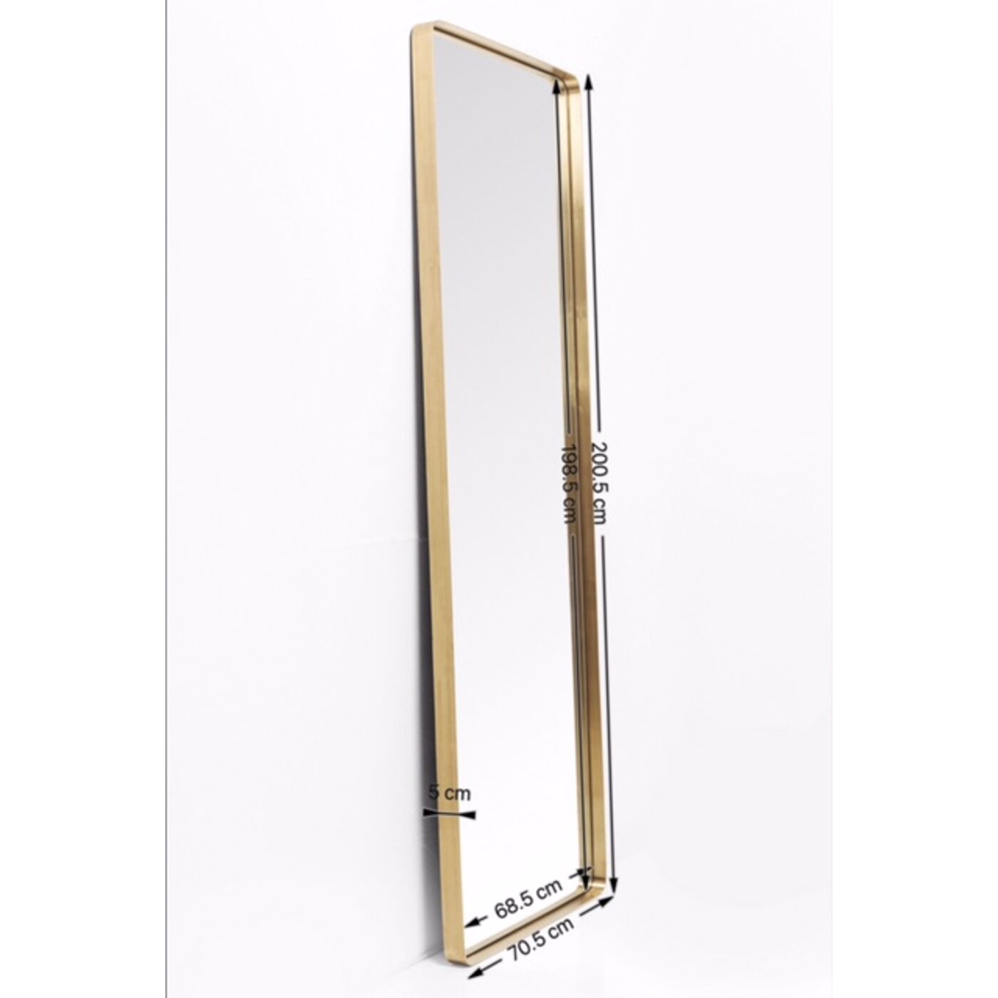 Зеркало Curve Rectangular Brass 200x70 см