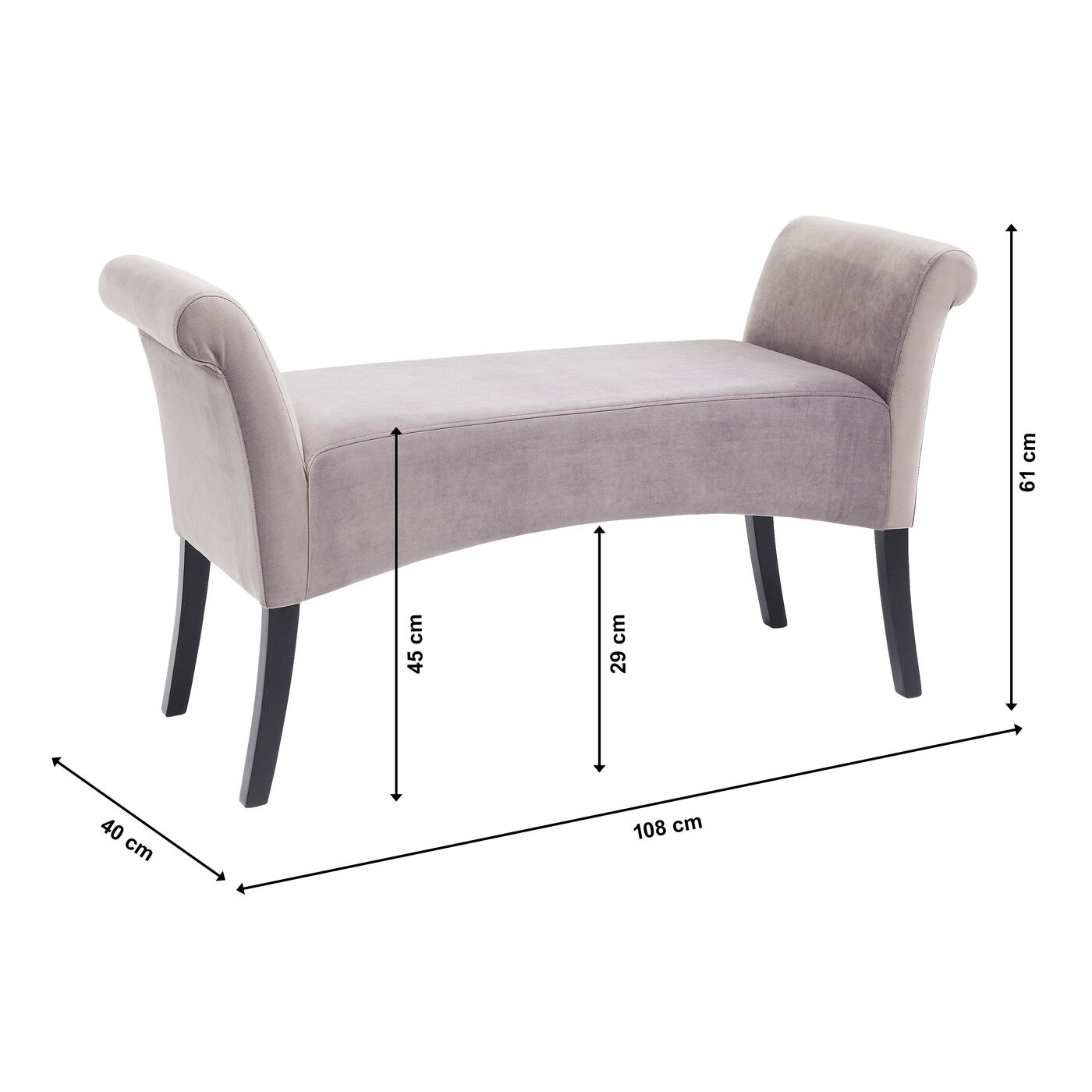 Скамья Motley Velvet Silvergrey