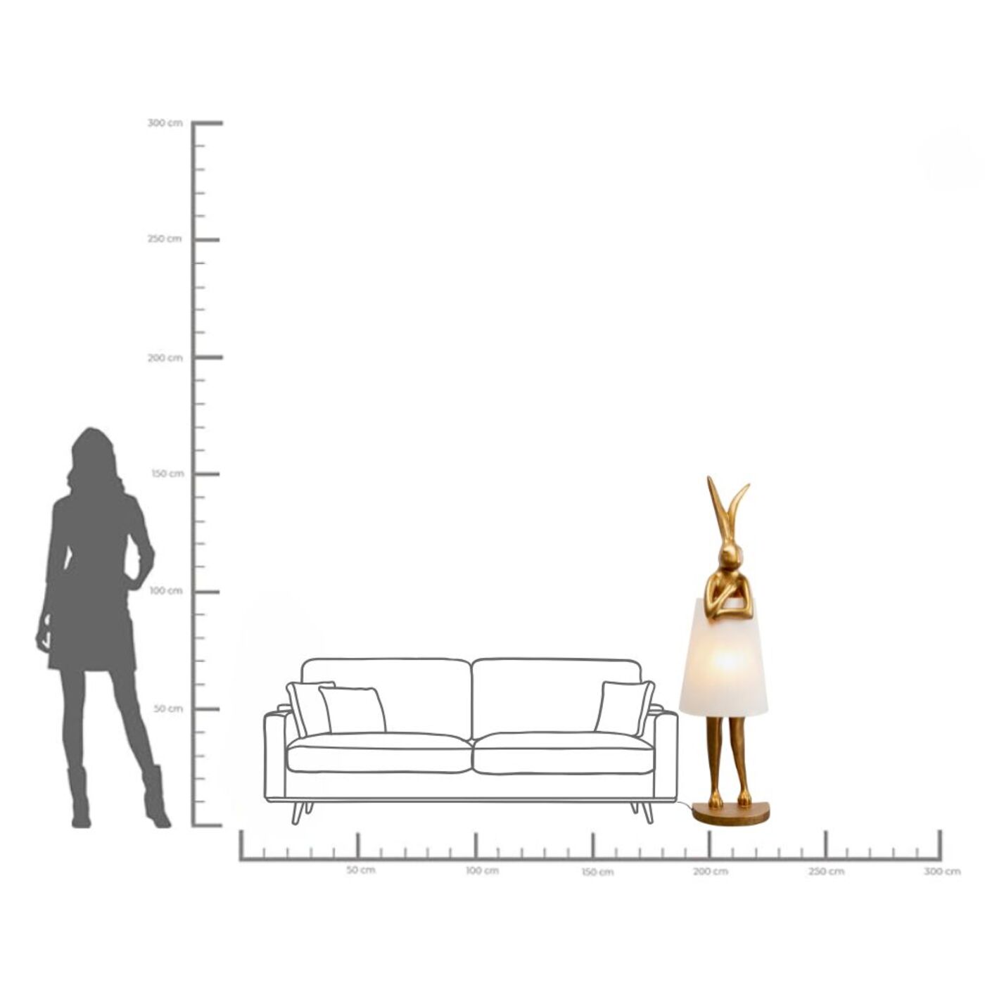 Светильник напольный Animal Rabbit Gold/White 150 см
