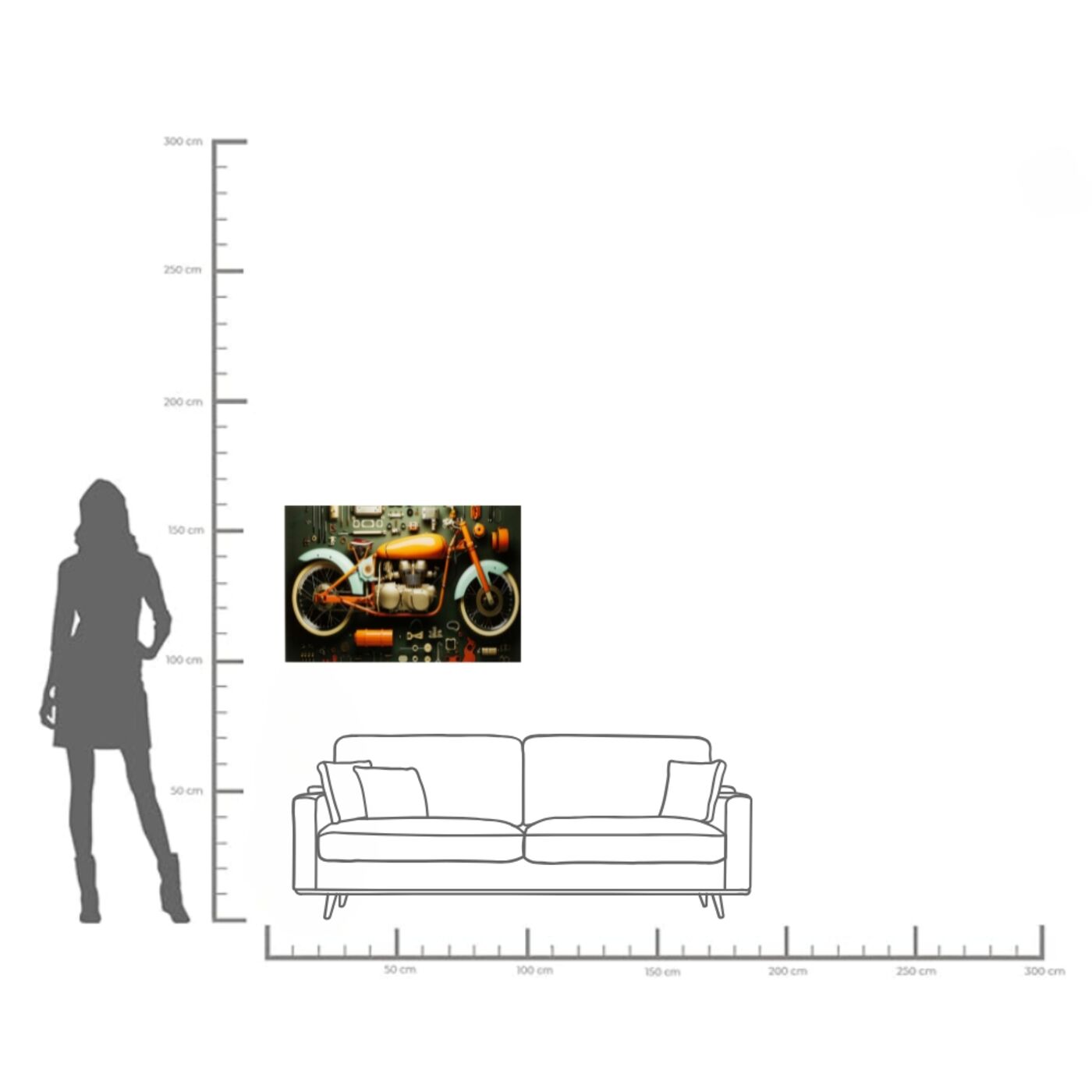 Картина стеклянная Garage Motorbike 60x80 см